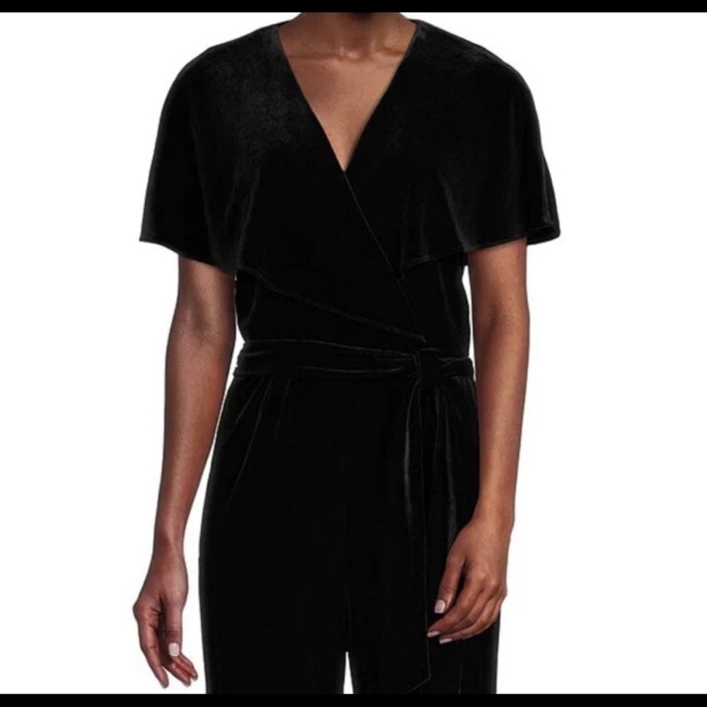 NWT Alex Marie Beth Wrap Jumpsuit Black Velvet size 10 Elegant Classic - Picture 6 of 8